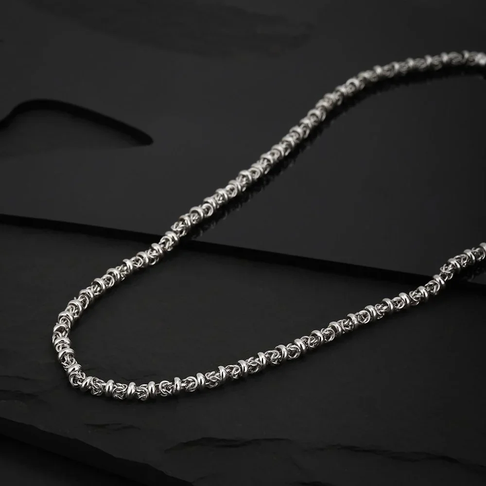 Vanbelle Sterling Silver Jewelry Handmade Byzantine Chain Necklace - Picture 5 of 5